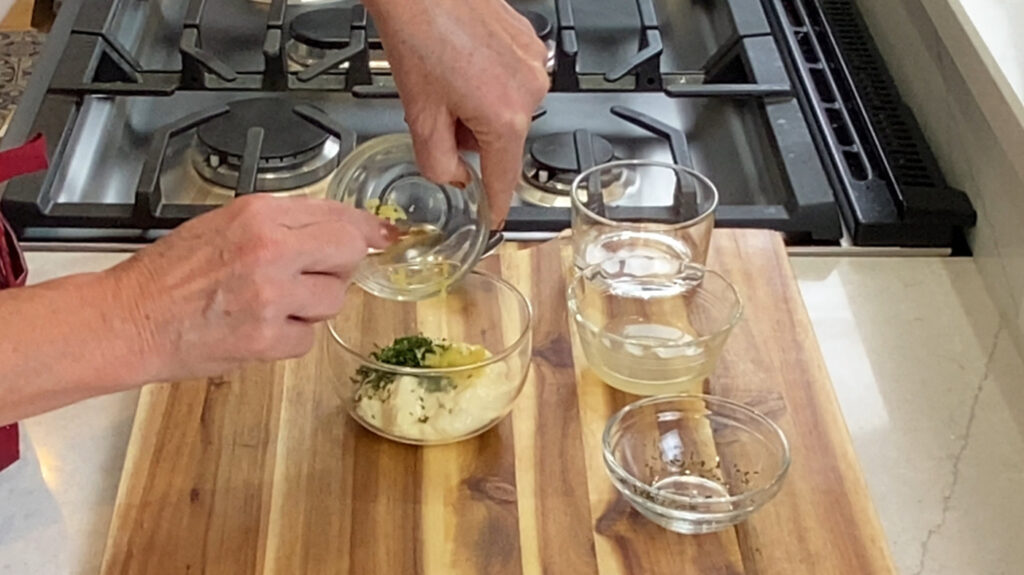 Fresh dill and lemon zest folded into the finished mayonnaise